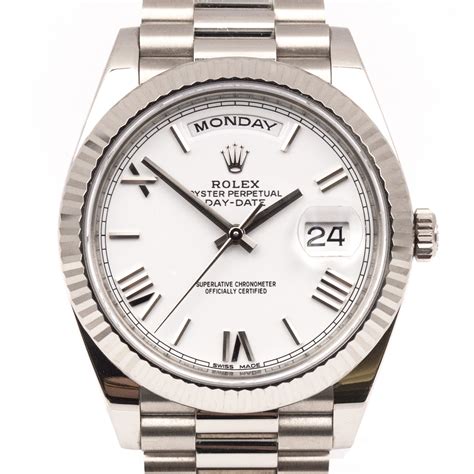 white gold rolex president|rolex presidential 40mm white gold.